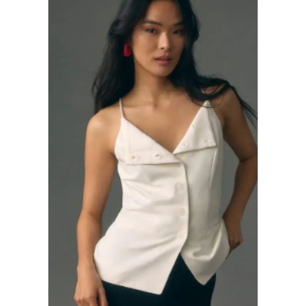 Anthropologie Sunday in Brooklyn Ponte Apron Vest Top White Large